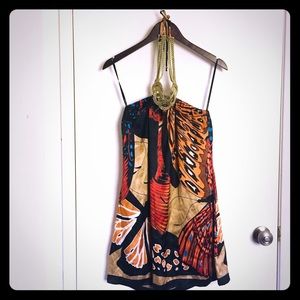 Colorful butterfly dress with pockets and necklace